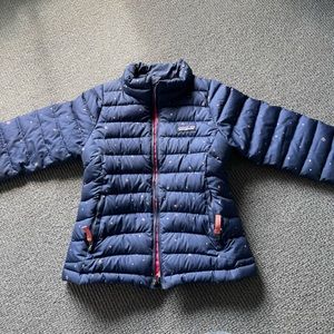 Patagonia Kid’s Down Sweater Navy with Stars. Size XS 5/6